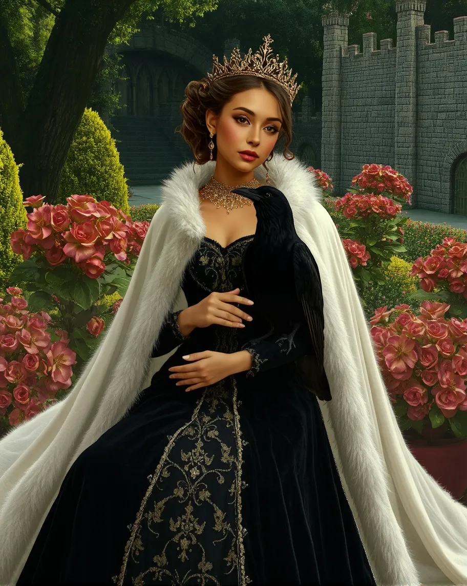 Queen & her raven - Free AI Photo Generator - starryai