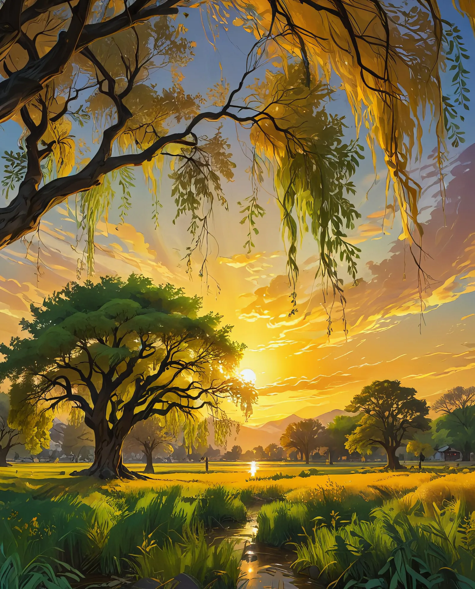 A breathtaking golden sunset sky - Free AI Photo Generator - starryai