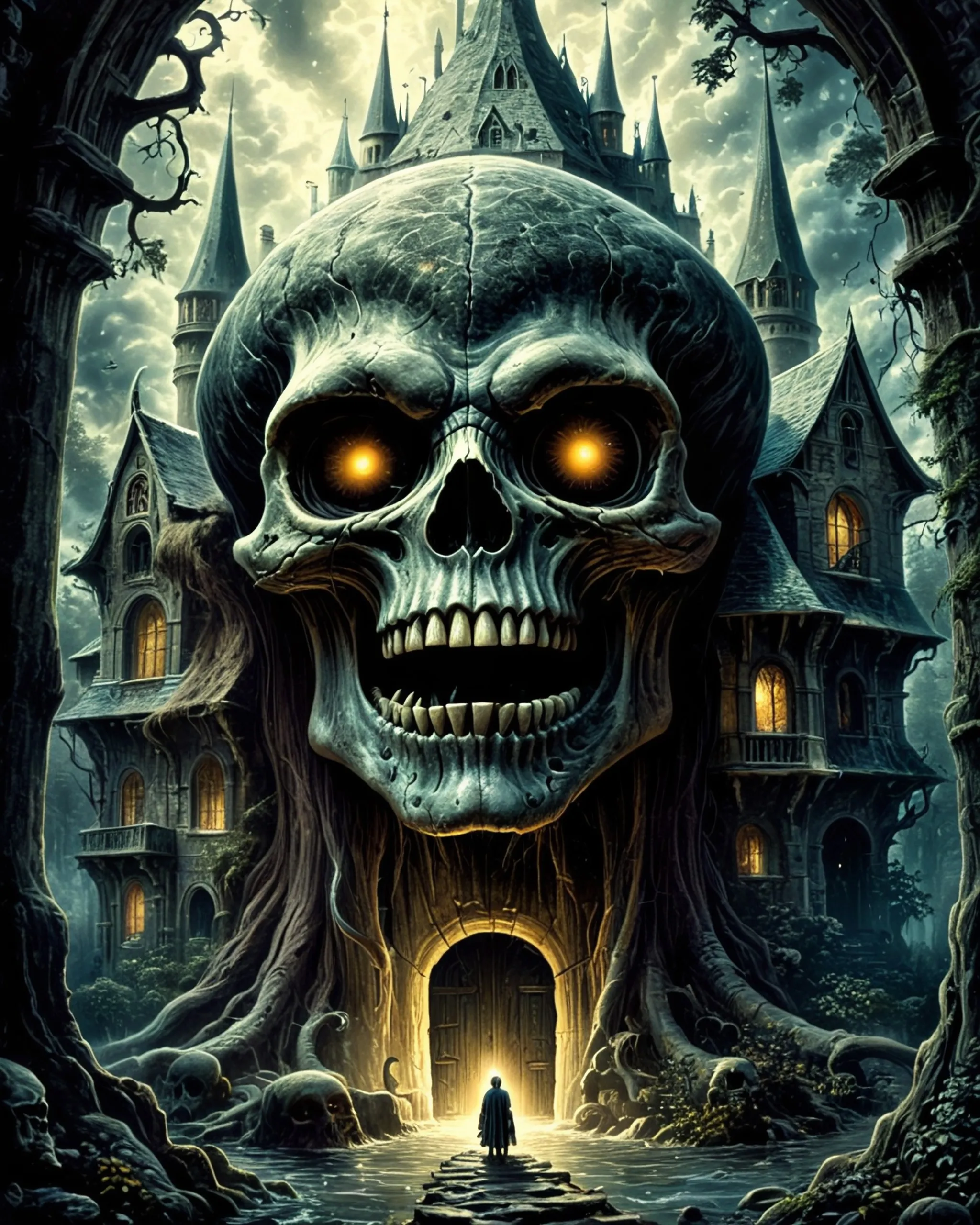 A haunting mansion shaped like - Free AI Photo Generator - starryai