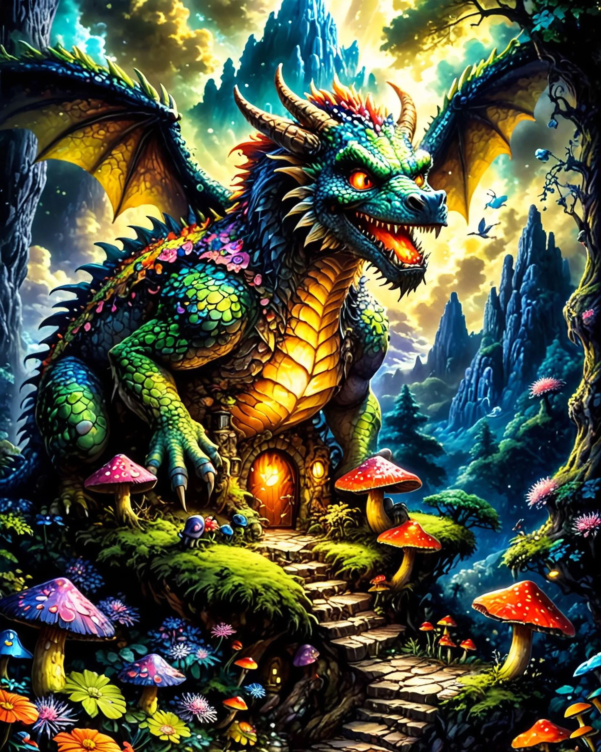 A colossal dragon shaped like - Free AI Photo Generator - starryai