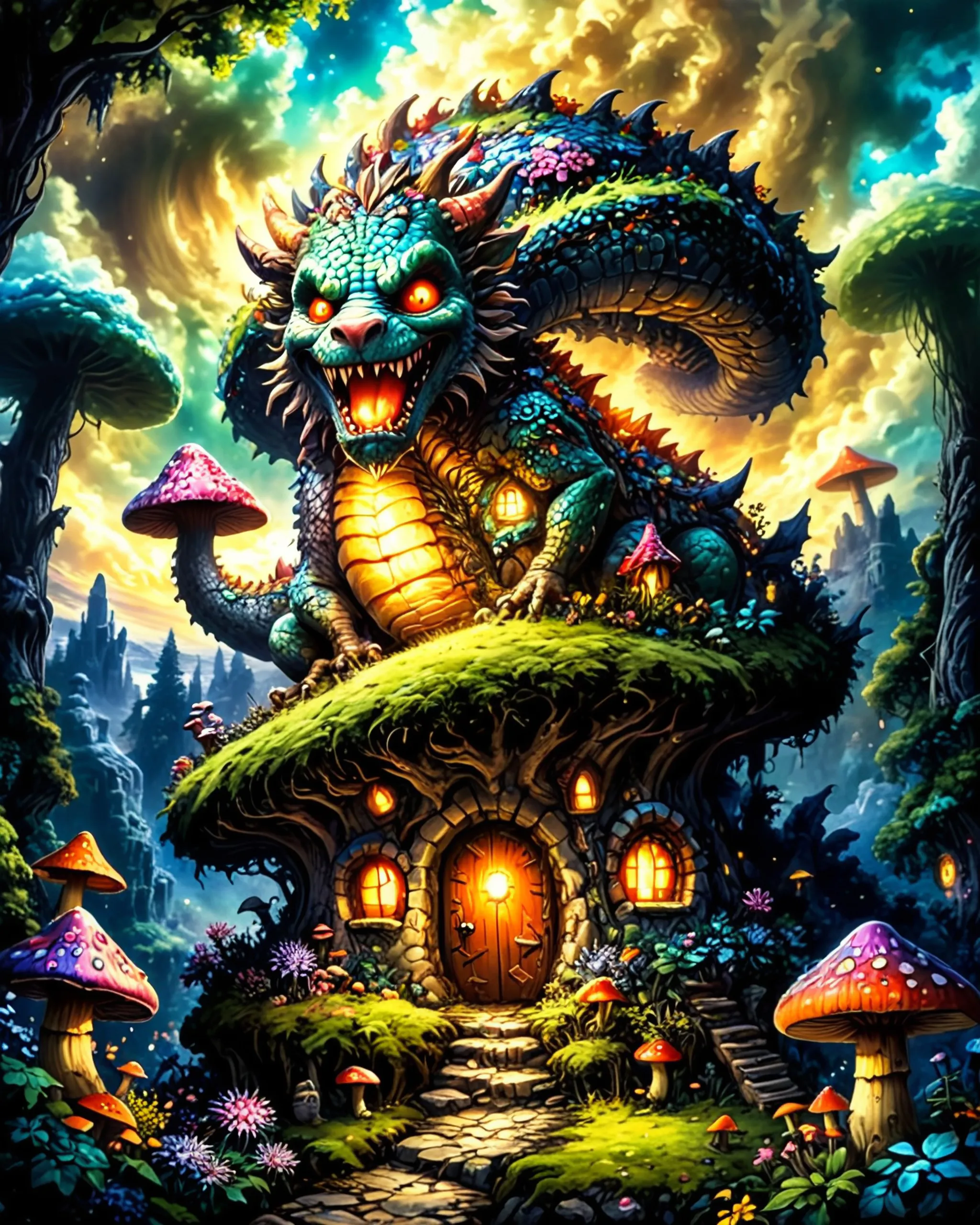A colossal dragon shaped like - Free AI Photo Generator - starryai
