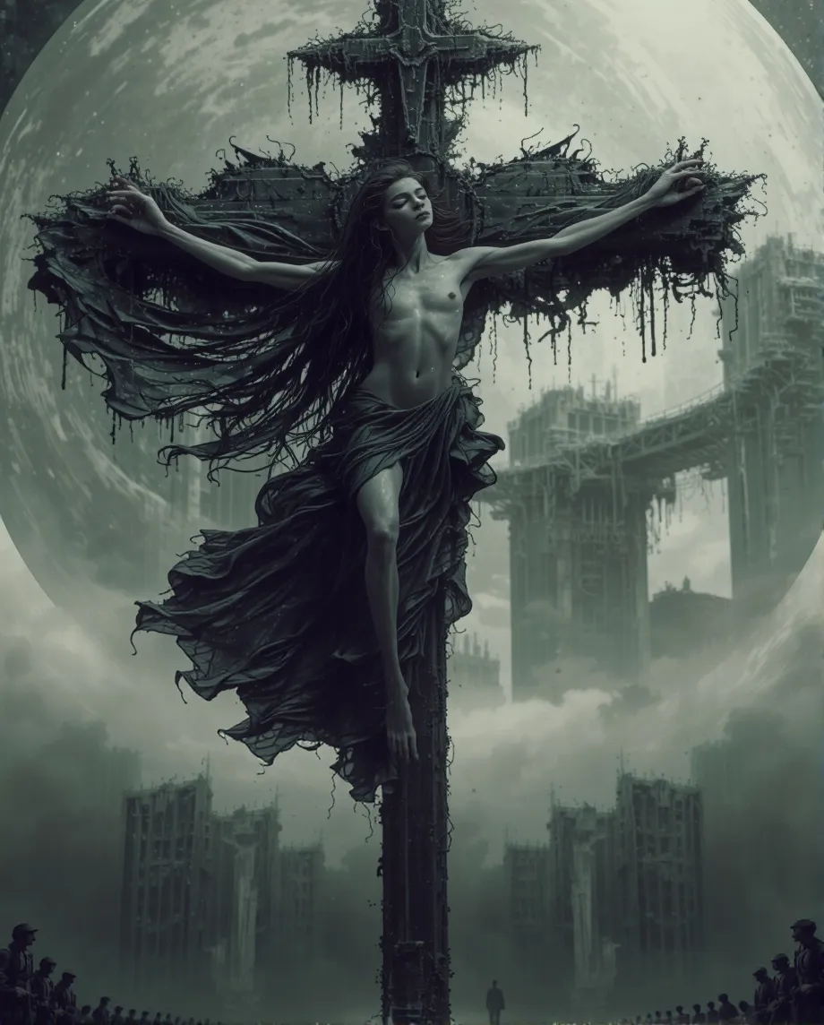 Mysterious figure on a worn, set - Free AI Photo Generator - starryai