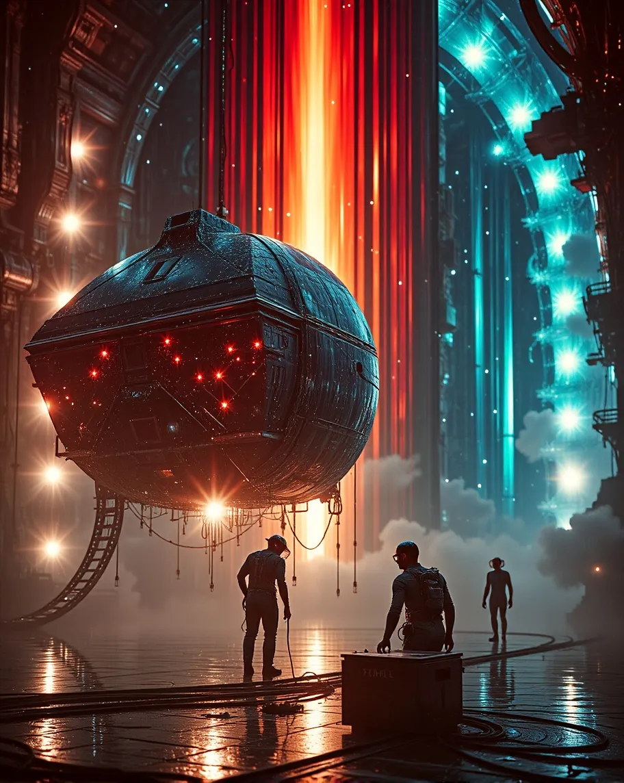 Workers fixing outer side space - Free AI Photo Generator - starryai