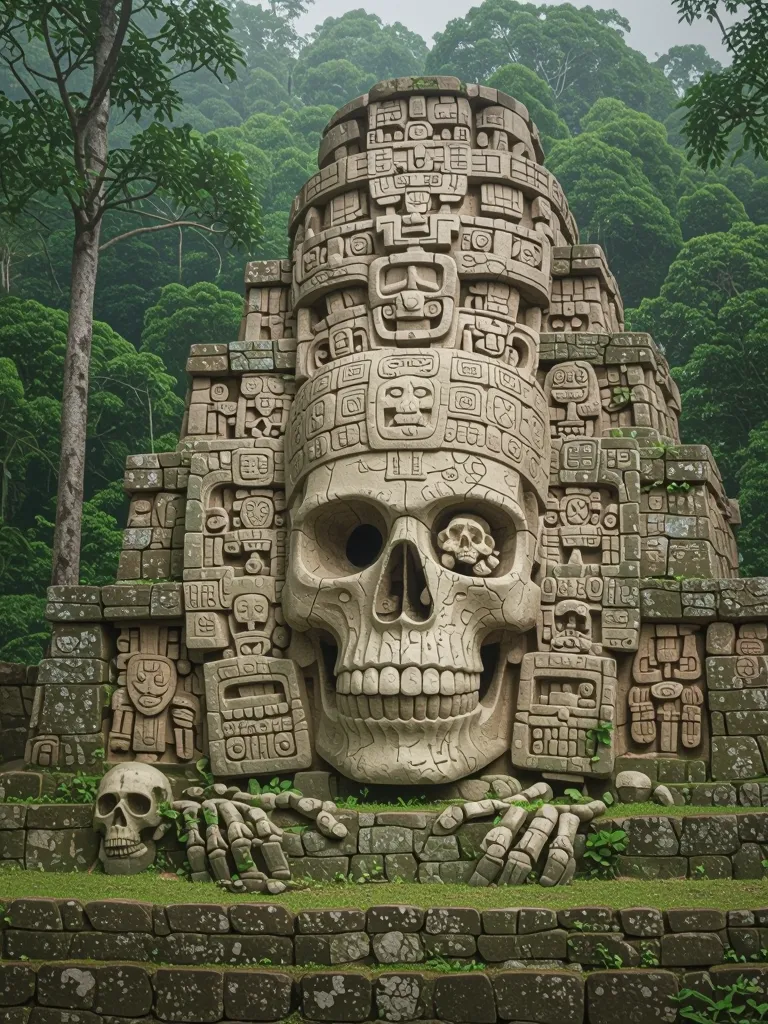 Rainforest pyramid Mayan statue . - Free AI Photo Generator - starryai