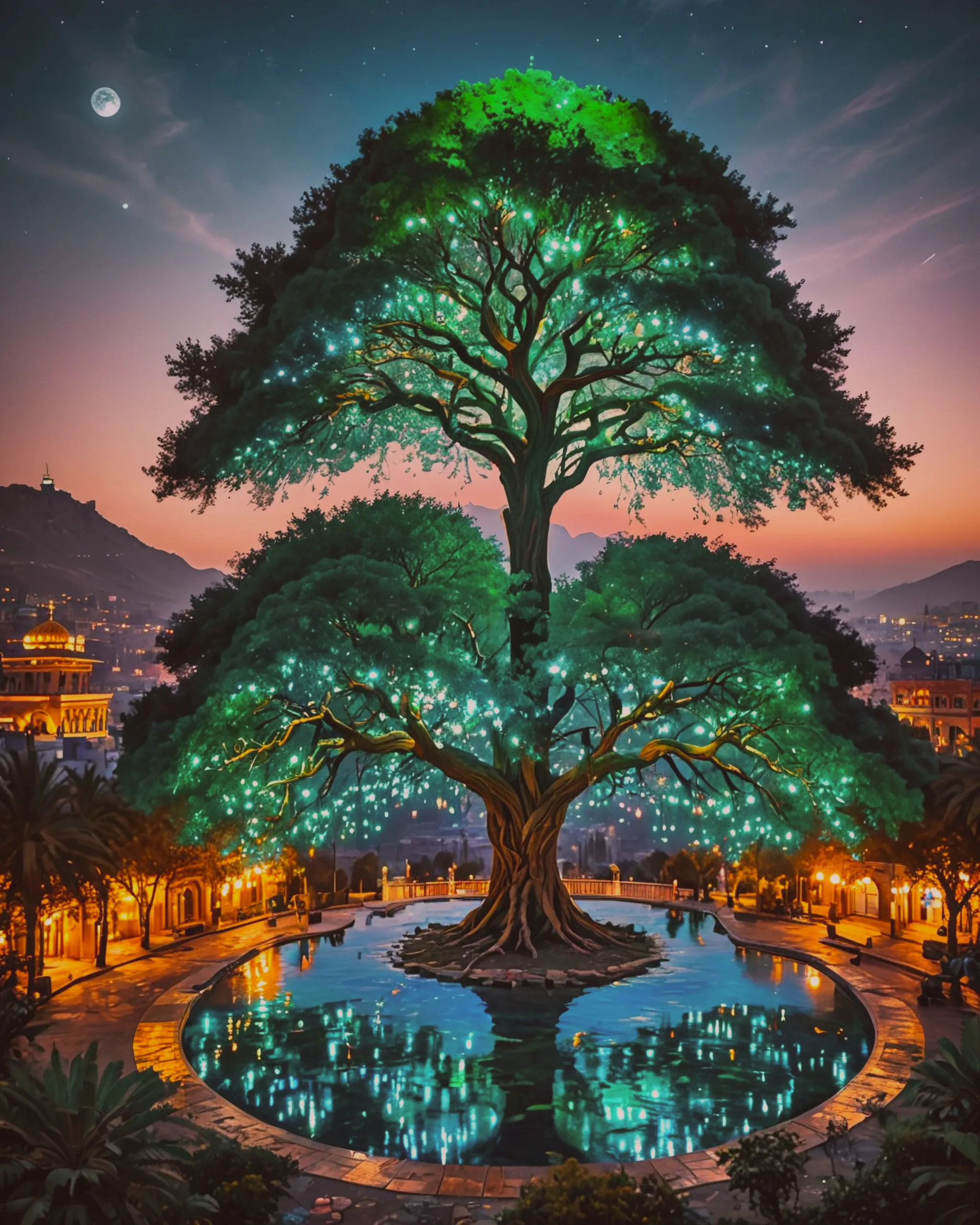 Prompt: A gigantic divine tree - Free AI Photo Generator - starryai