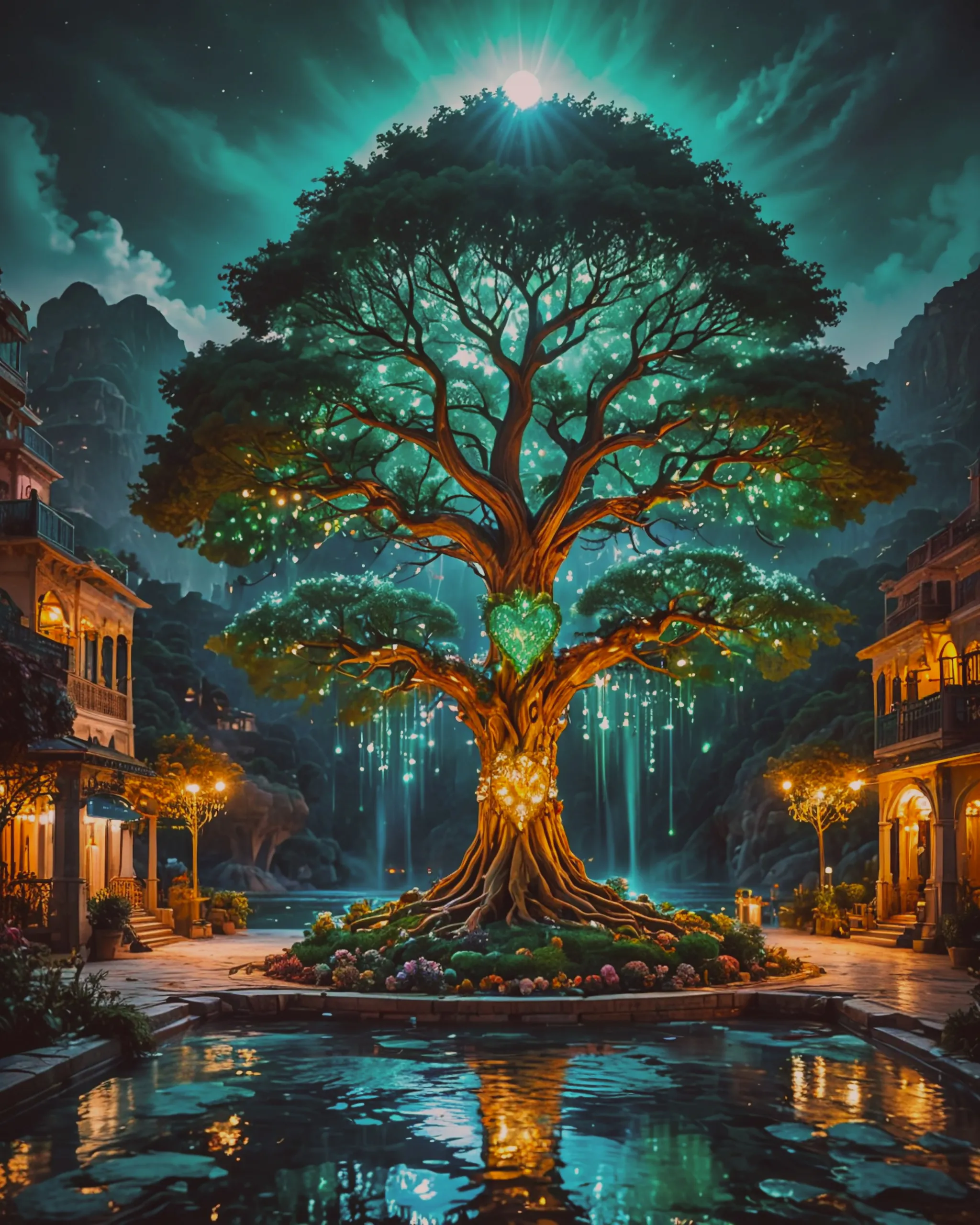 Prompt: A gigantic divine tree - Free AI Photo Generator - starryai