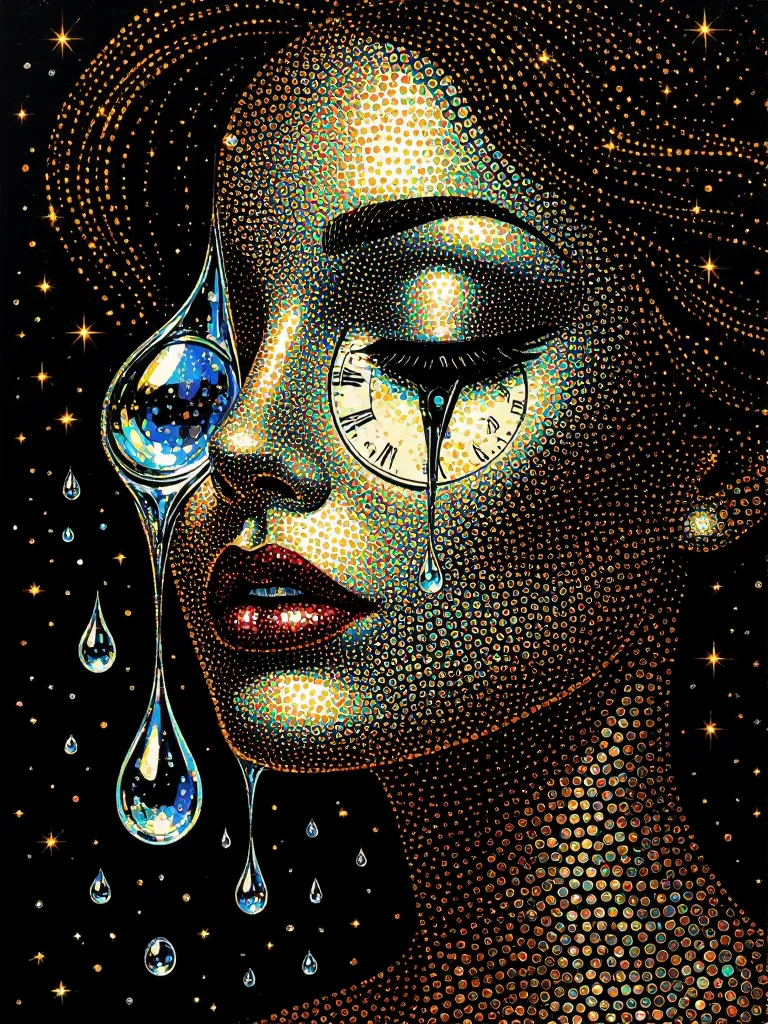 Pointillism Raining Under pressure pointillism. a a - Free AI Photo Generator - starryai