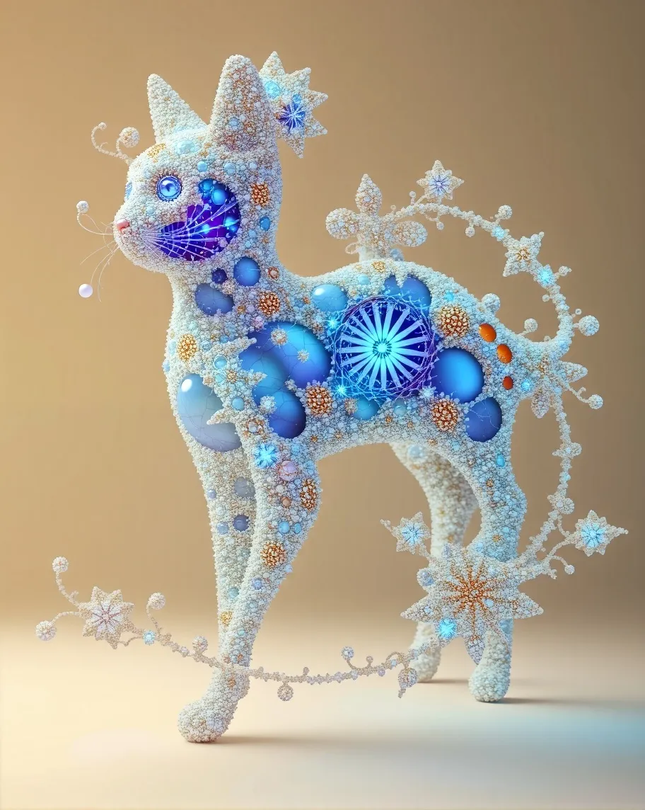 A surreal fractal cat composed - Free AI Photo Generator - starryai