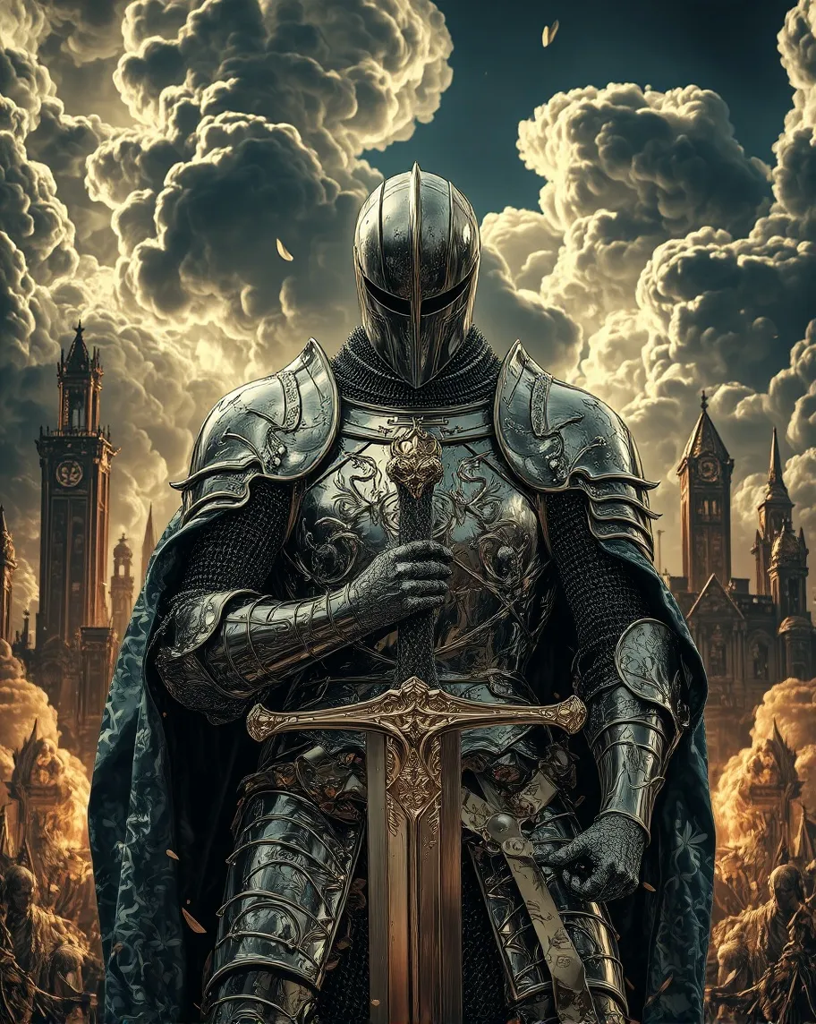 A tall, stately knight gleaming - Free AI Photo Generator - starryai