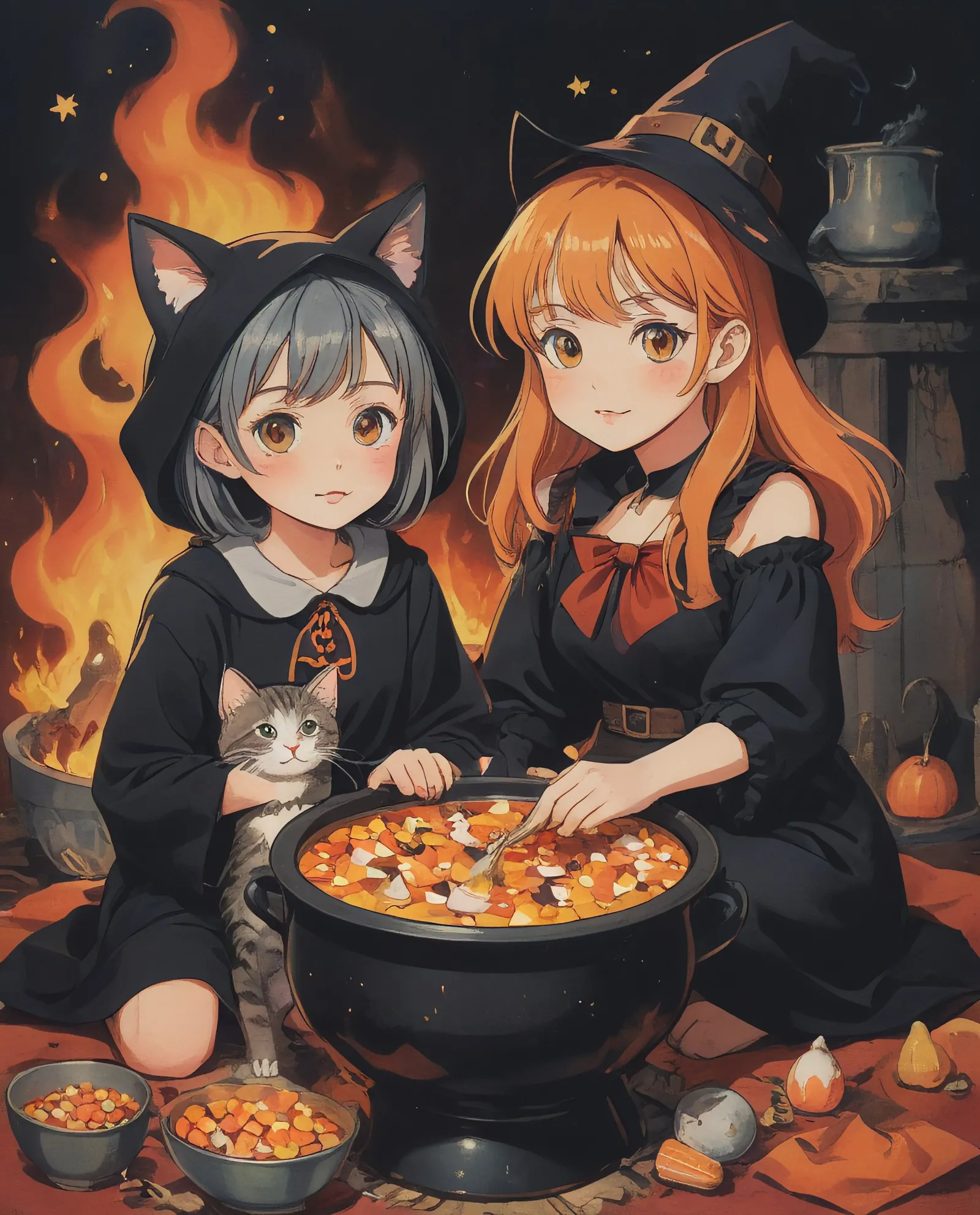Girl dressed a cat costume cat - Free AI Photo Generator - starryai