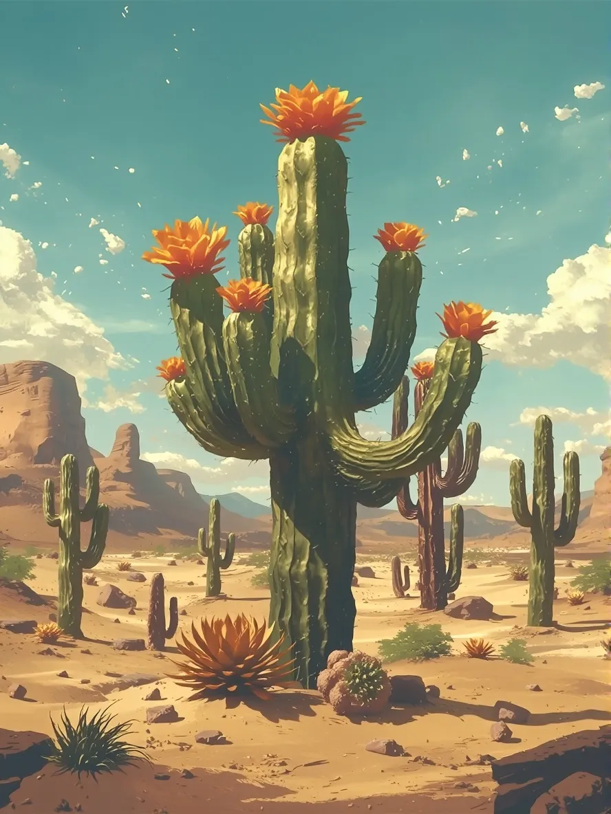 Digital illustration a desert a - Free AI Photo Generator - starryai
