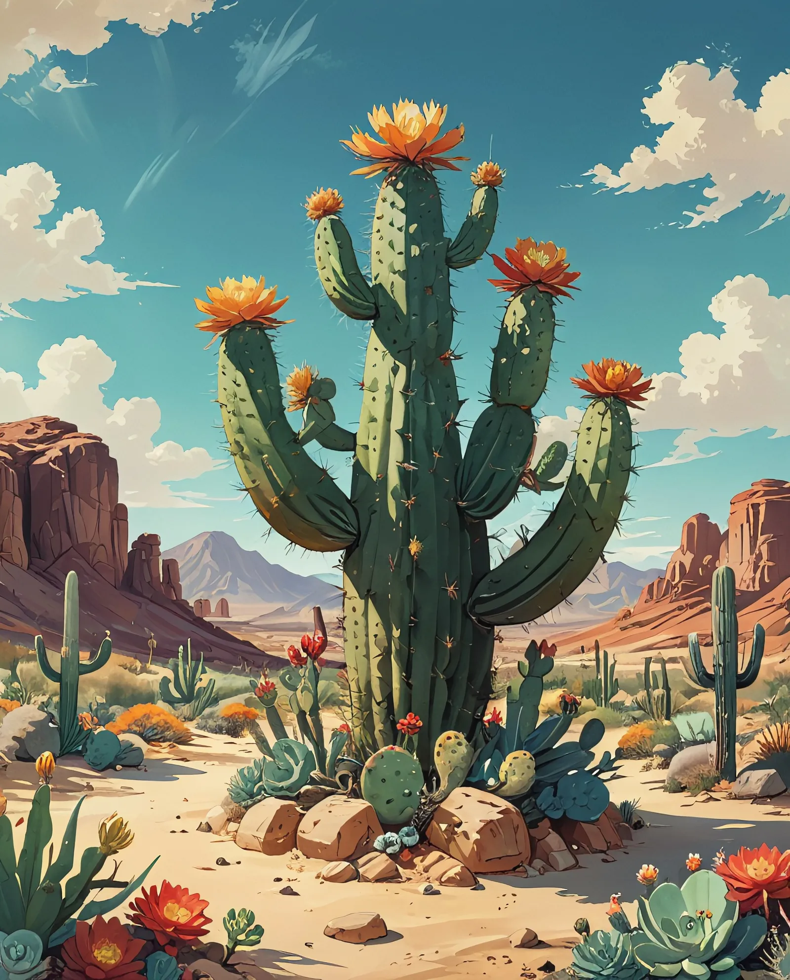 Digital illustration a desert a - Free AI Photo Generator - starryai
