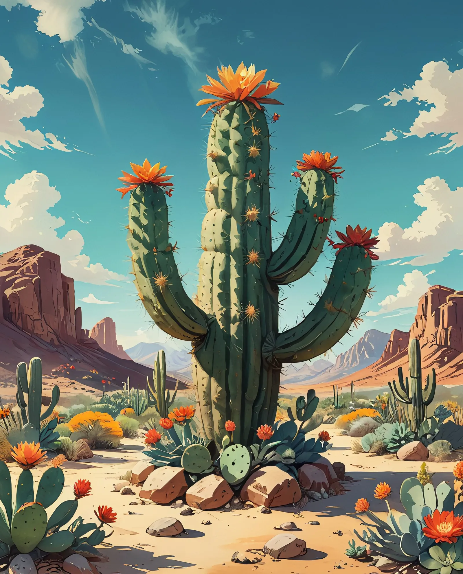 Digital illustration a desert a - Free AI Photo Generator - starryai