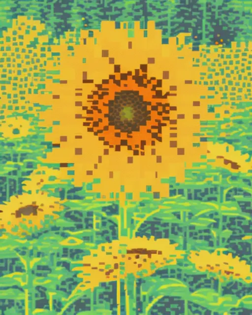 Pixelated Ab A pixelated sunflower petals, - Free AI Photo Generator - starryai