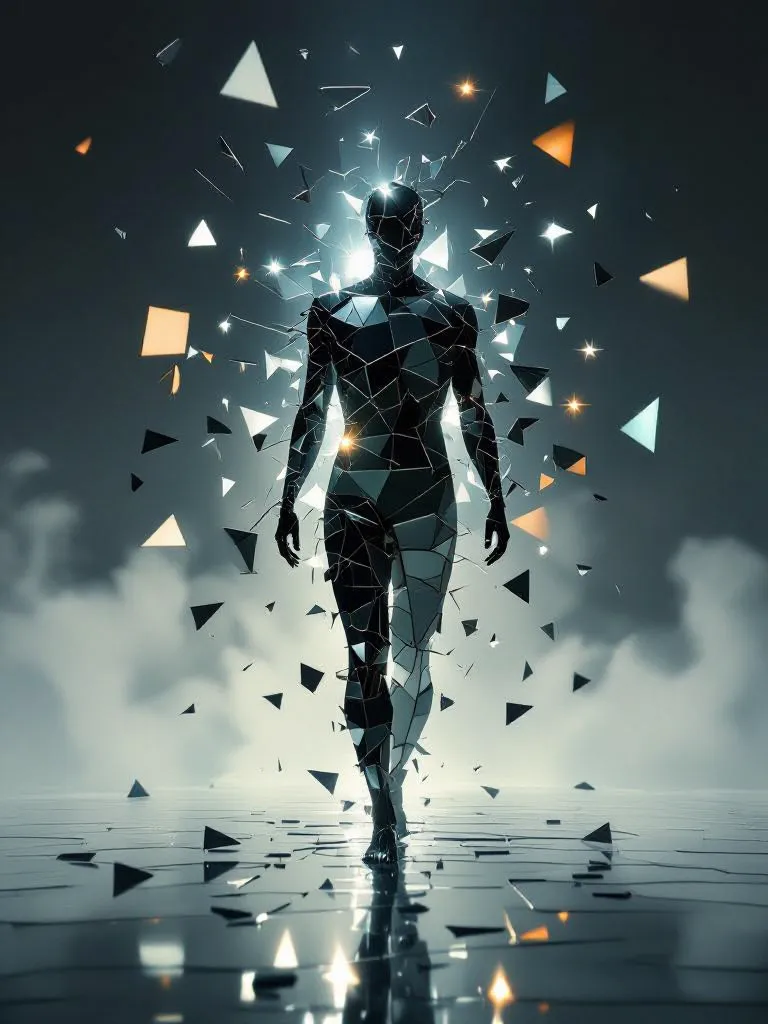 A human silhouette made mirrors, - Free AI Photo Generator - starryai