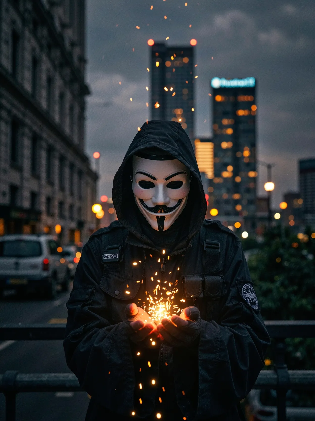 A masked figure steals fragments - Free AI Photo Generator - starryai