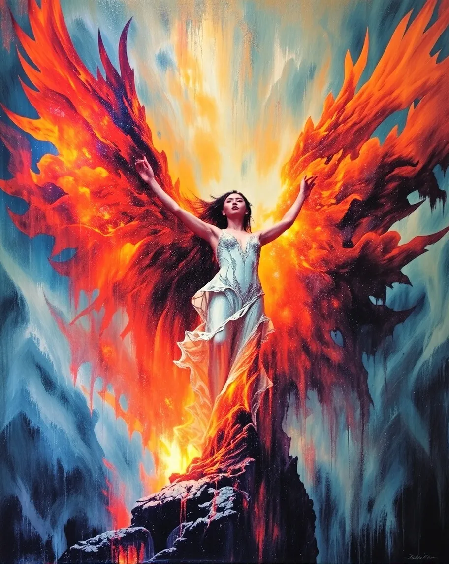 A radiant woman open eyes stands - Free AI Photo Generator - starryai