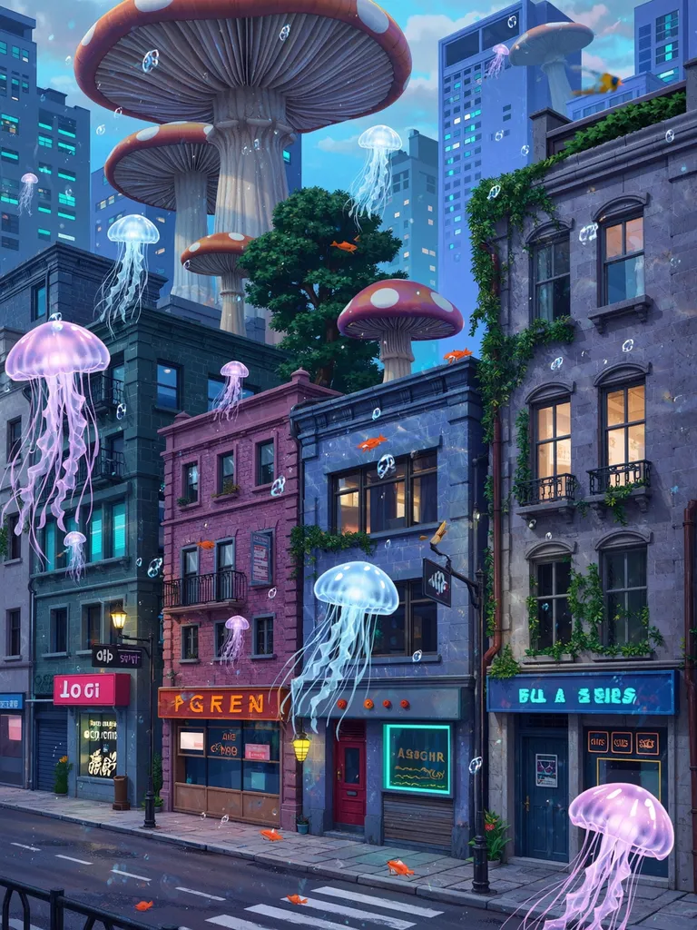 Surreal cyberpunk city ecosystem - Free AI Photo Generator - starryai