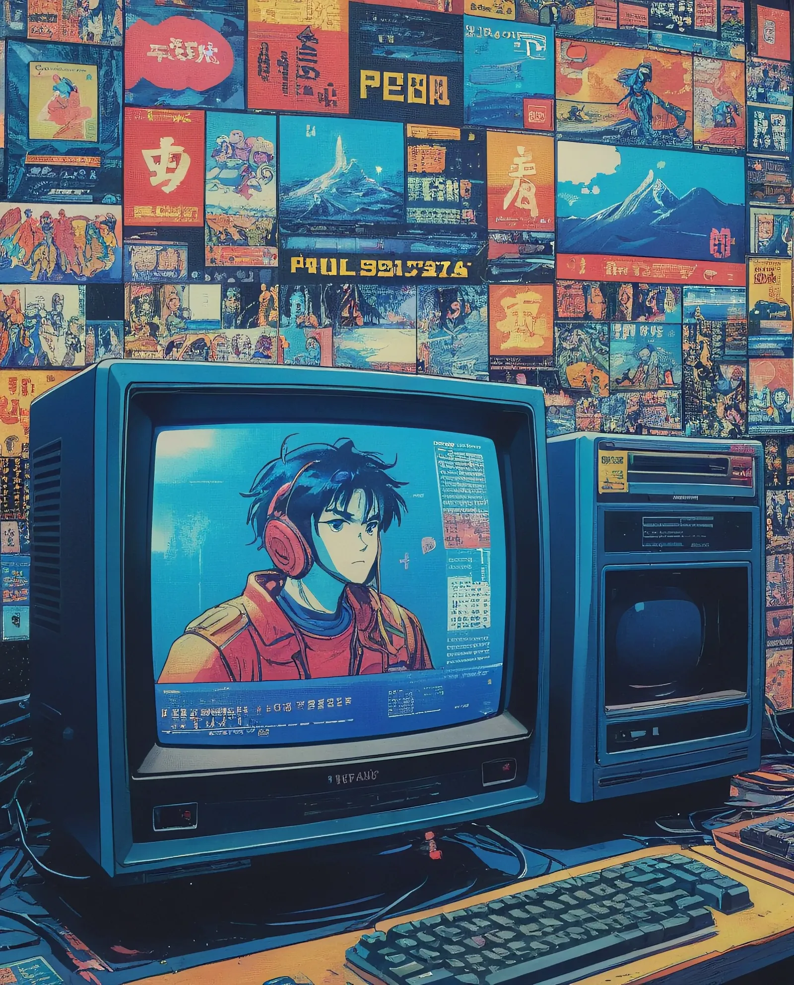 Retro anime pop art collage bold - Free AI Photo Generator - starryai