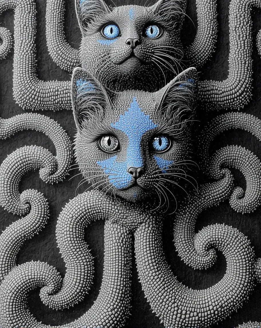 A surreal fractal cat composed - Free AI Photo Generator - starryai