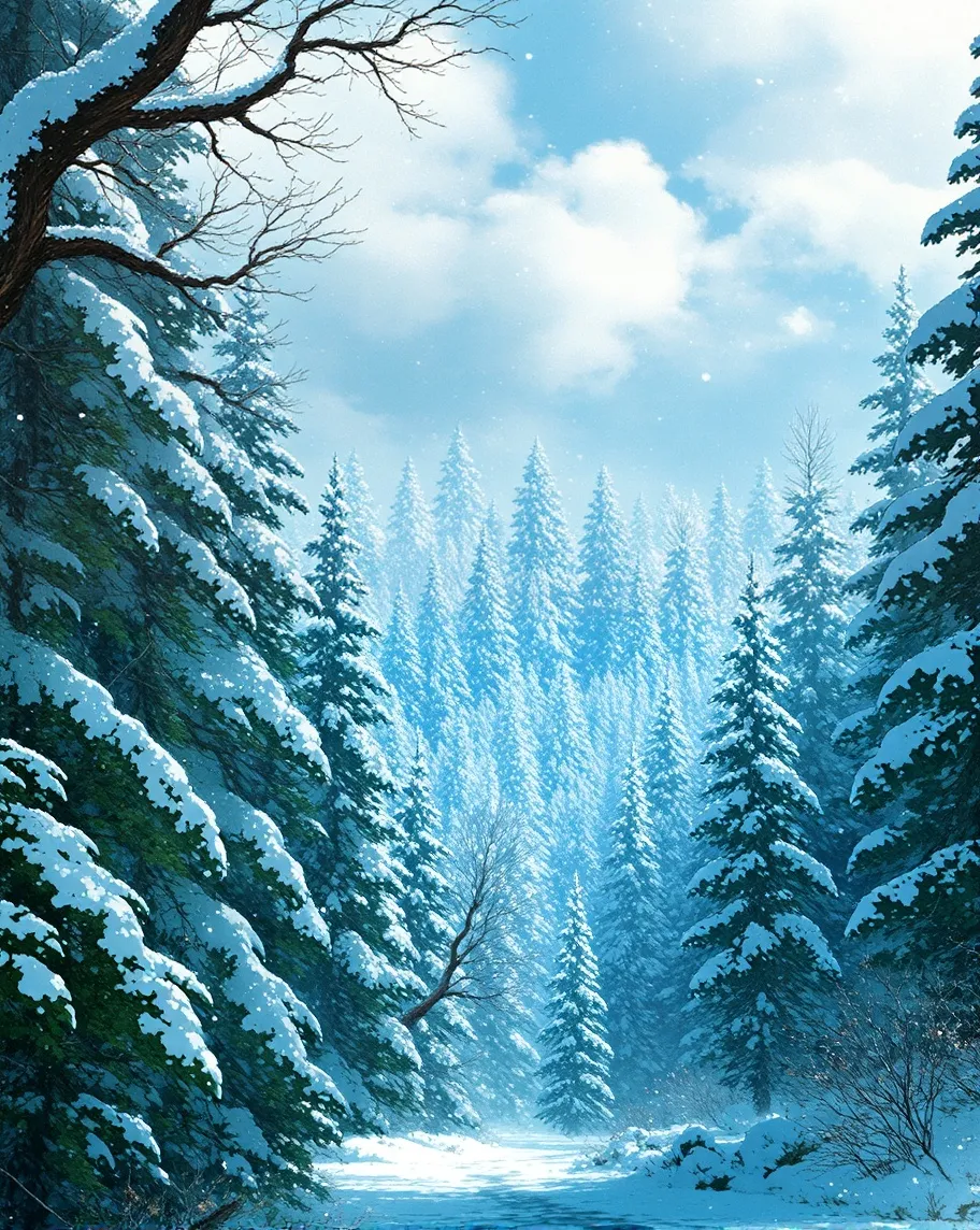 winter snowy forest landscape - Free AI Photo Generator - starryai
