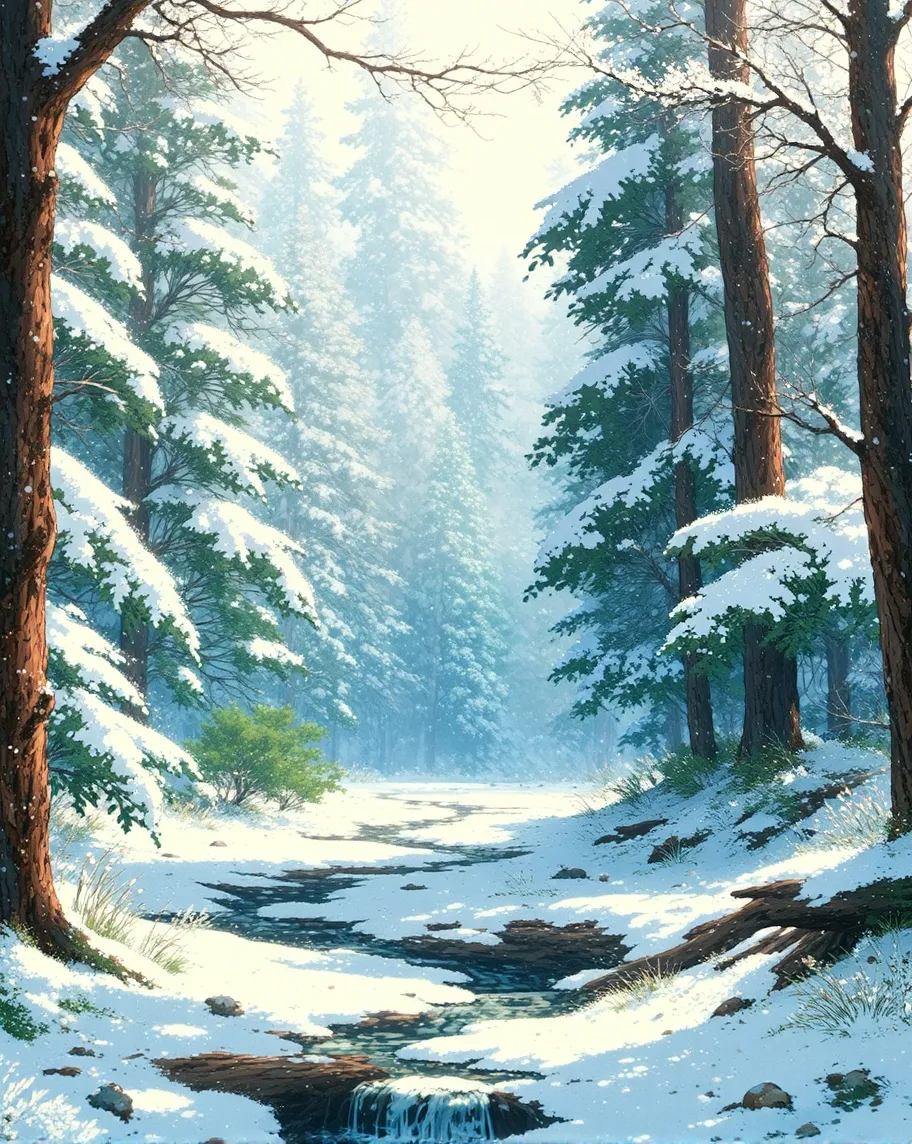 winter snowy forest landscape - Free AI Photo Generator - starryai