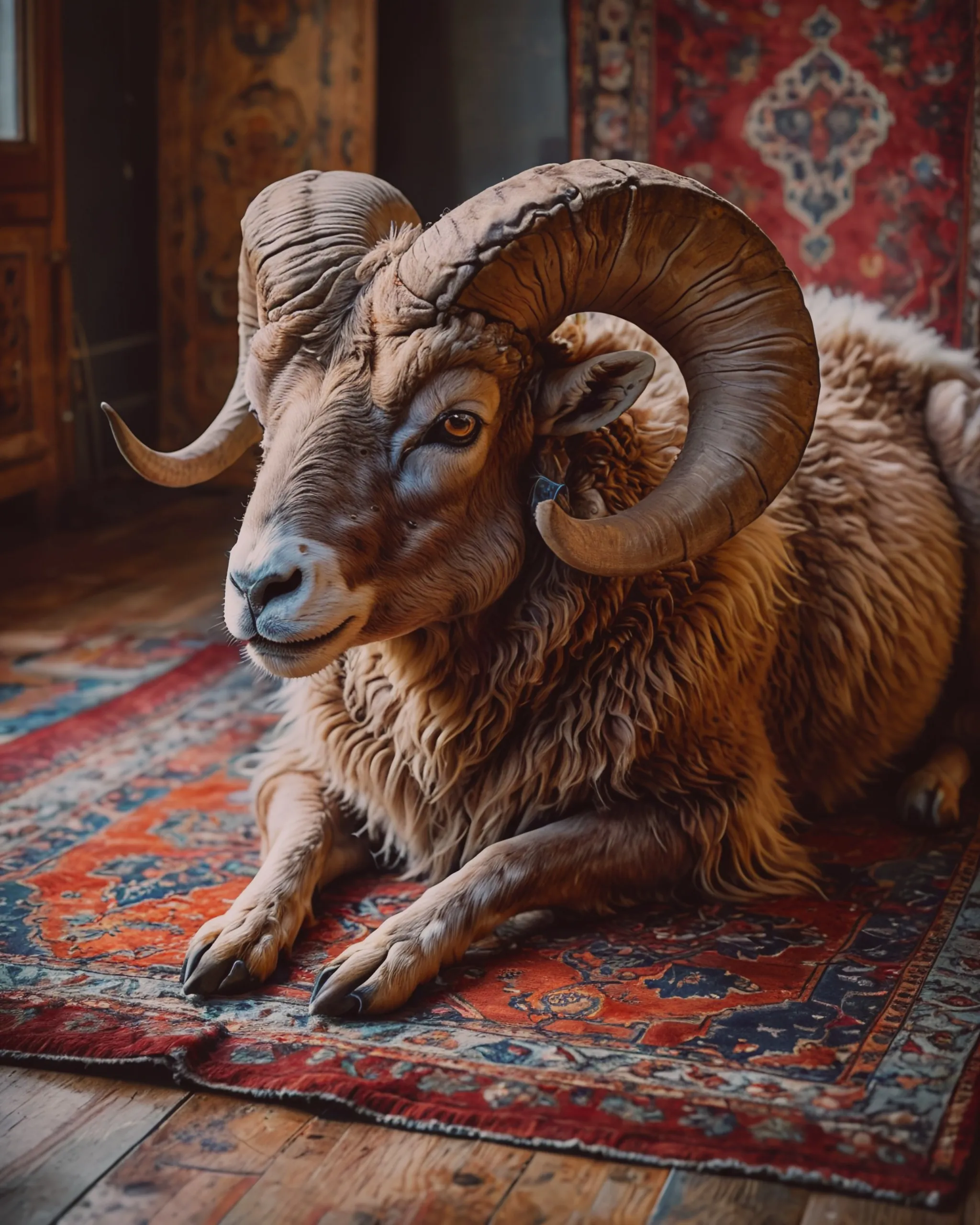 Ram Rips Rug Ram rug - Free AI Photo Generator - starryai