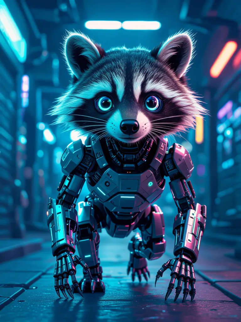 Digital Racoon A cybernetic raccoon - Free AI Photo Generator - starryai