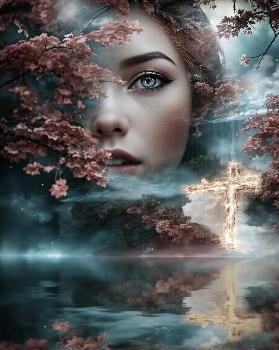 Surreal portrait a woman’s face - Free AI Photo Generator - starryai