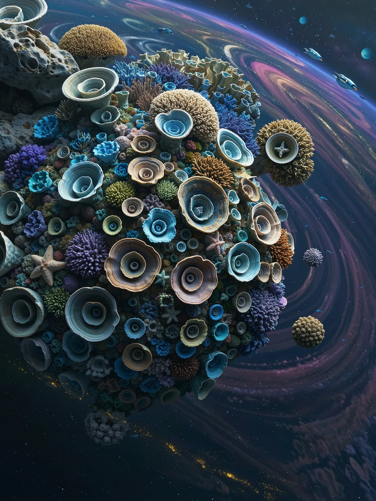 enormous coral reef floating each - Free AI Photo Generator - starryai