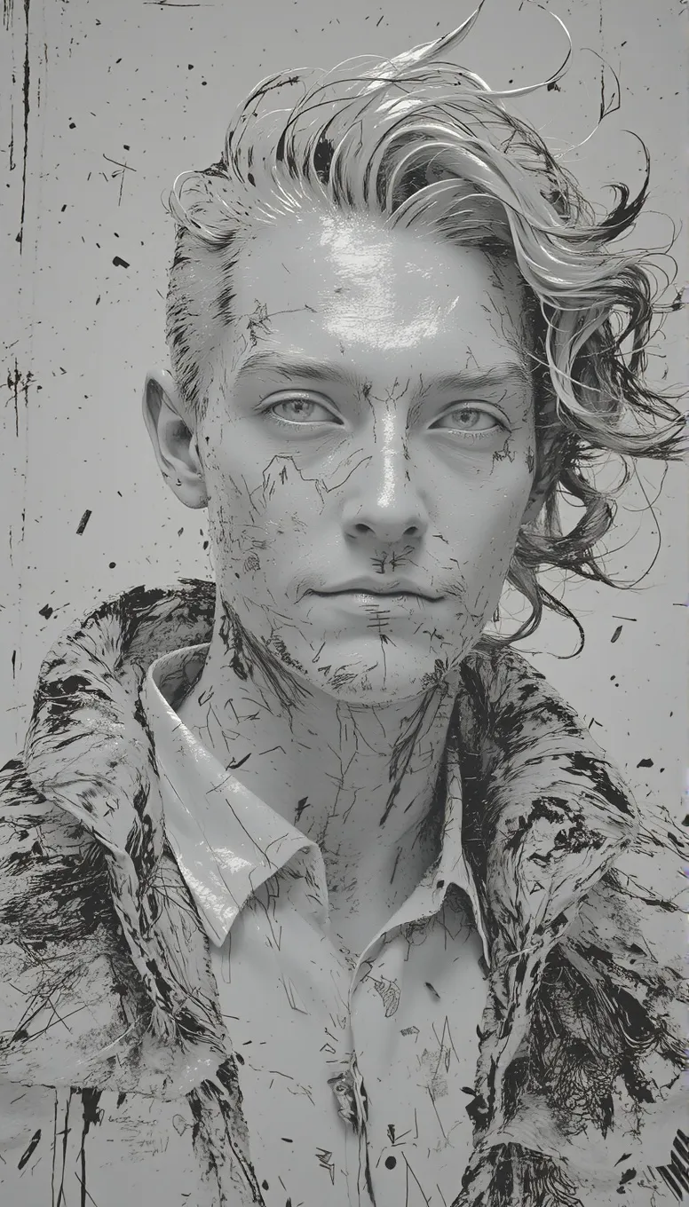 Messy ink, painting, 3-D highly - Free AI Photo Generator - starryai