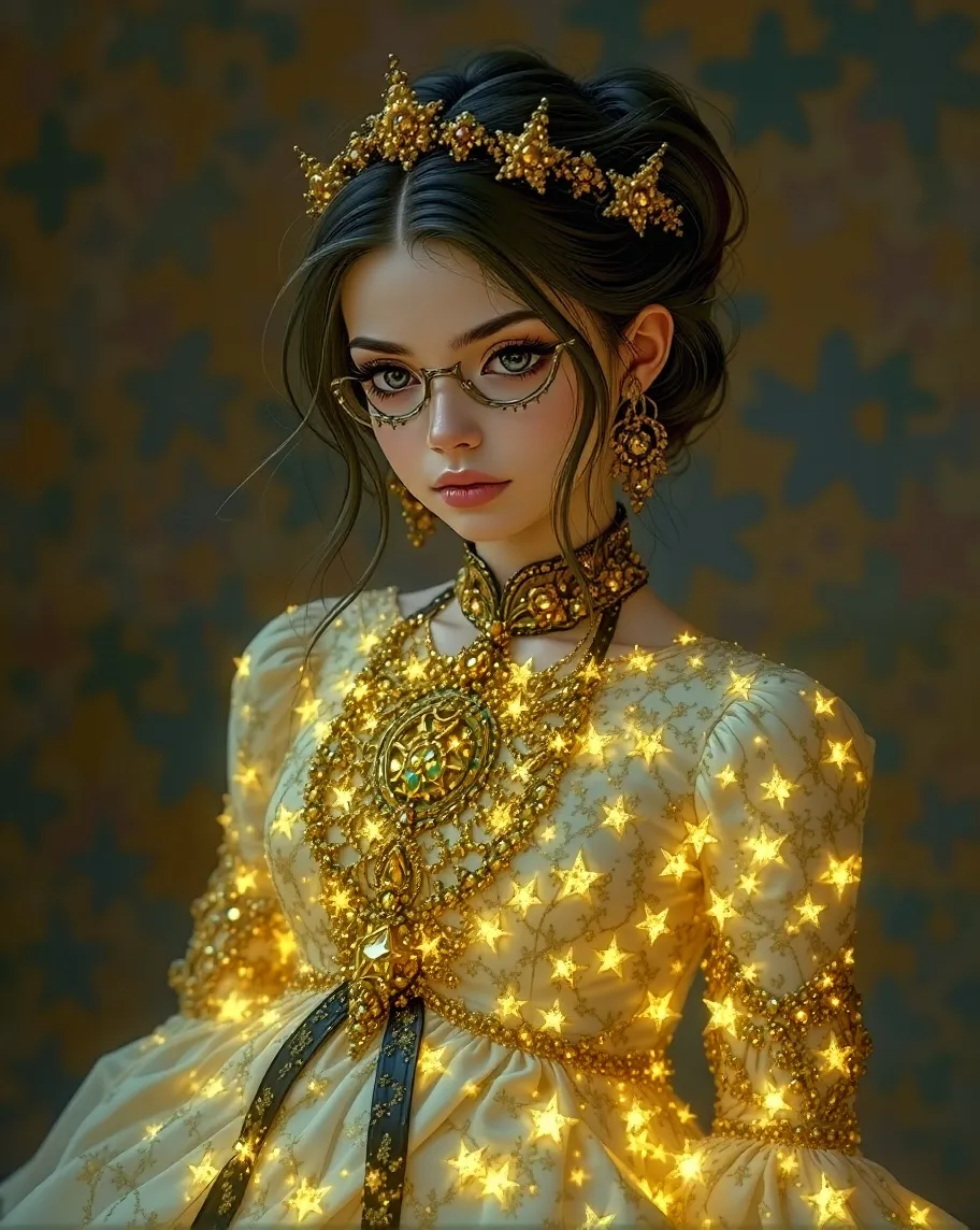 girl wears a dress stars - Free AI Photo Generator - starryai