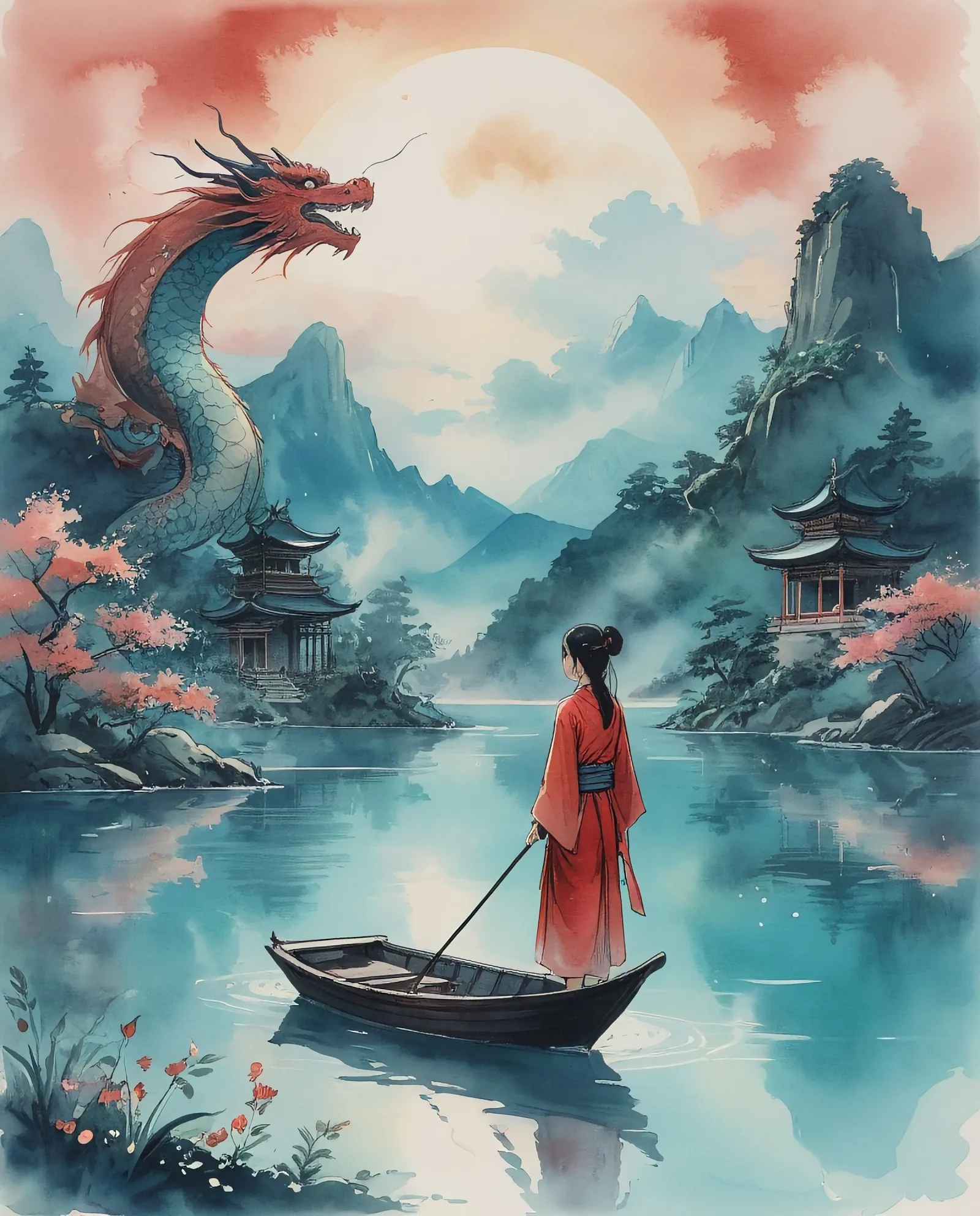 A minimalist watercolor fantasy - Free AI Photo Generator - starryai