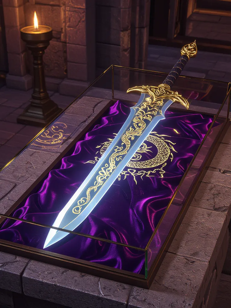 A majestic, curved sword a gold - Free AI Photo Generator - starryai