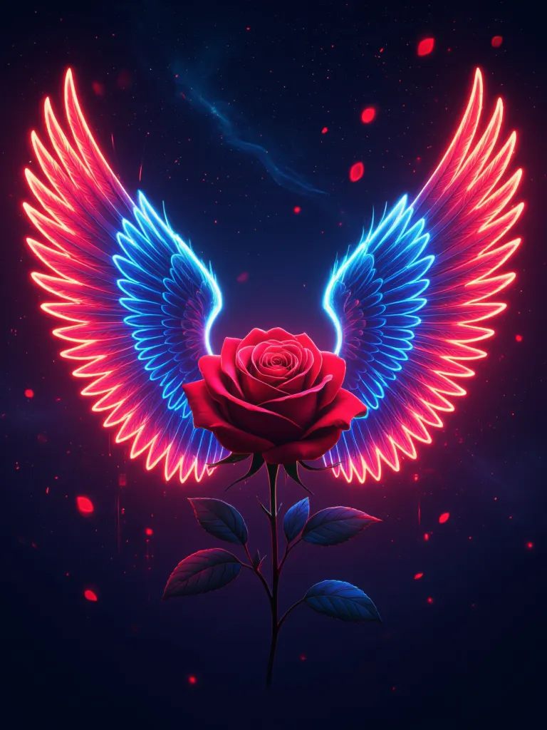 “Glowing digital art a red rose - Free AI Photo Generator - starryai