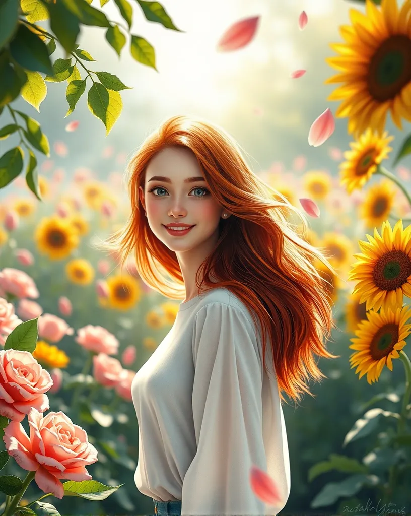 Digital painting, a smiling young - Free AI Photo Generator - starryai