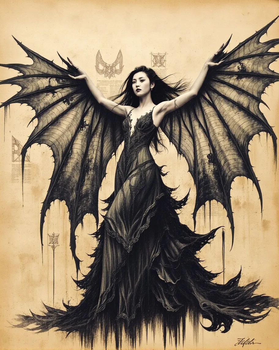 Decayed Bat A hauntingly beautiful Gothic bat - Free AI Photo Generator - starryai