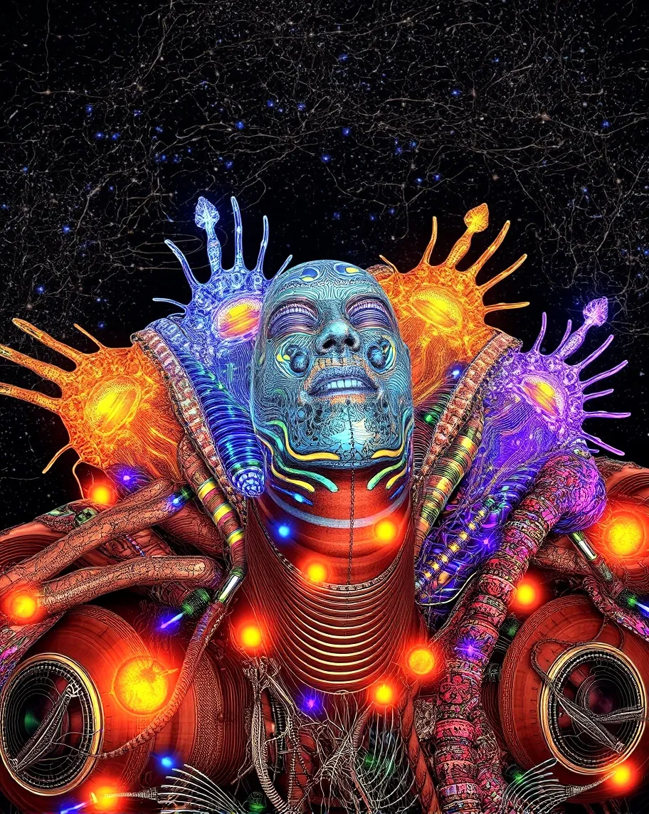 Five faces emerging from a cosmic - Free AI Photo Generator - starryai