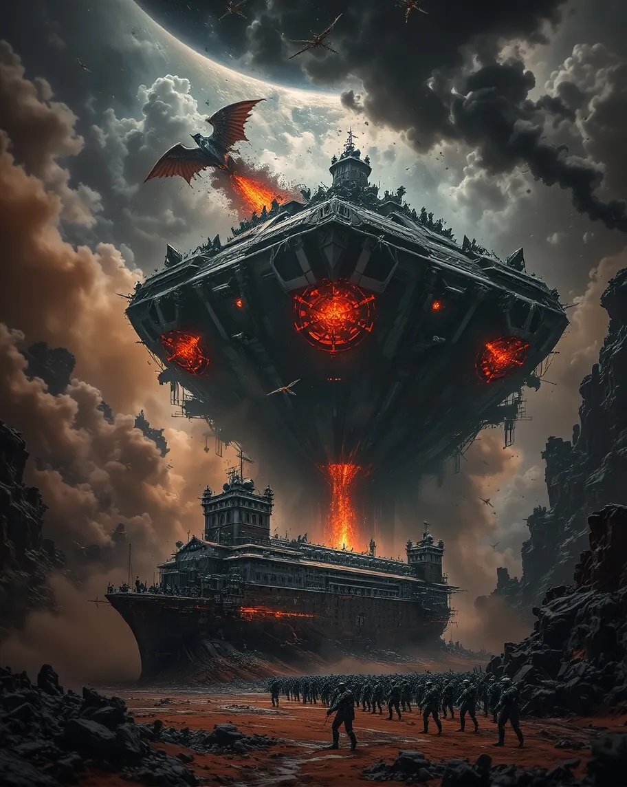 a massive space battle cruiser on - Free AI Photo Generator - starryai