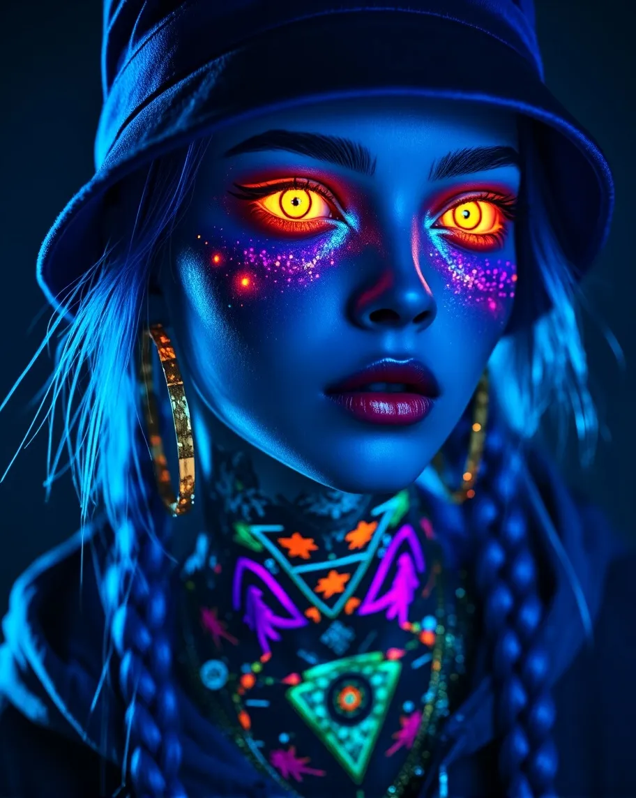 Portrait a cyberpunk character - Free AI Photo Generator - starryai
