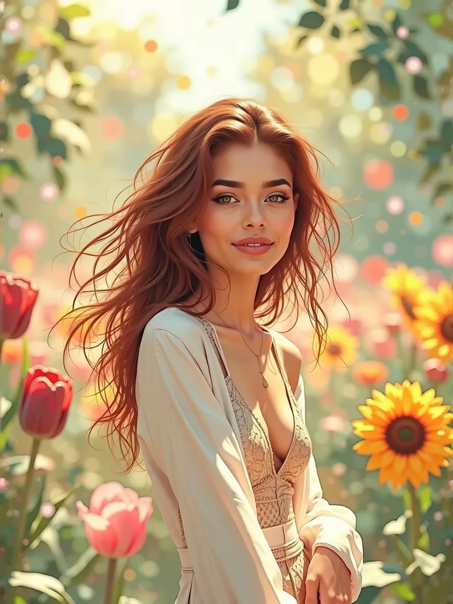 Digital painting, a smiling young - Free AI Photo Generator - starryai