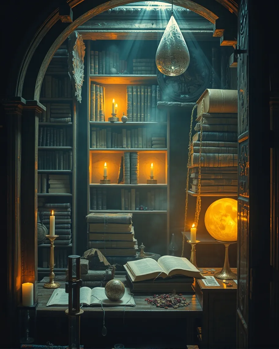 A mystical Sorcerer's Study, - Free AI Photo Generator - starryai
