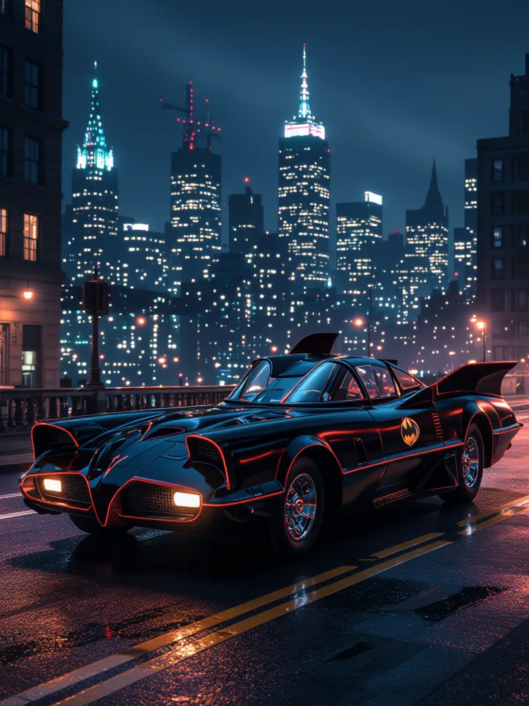 Batmobile Night Create image 1966 Batmobile but - Free AI Photo Generator - starryai