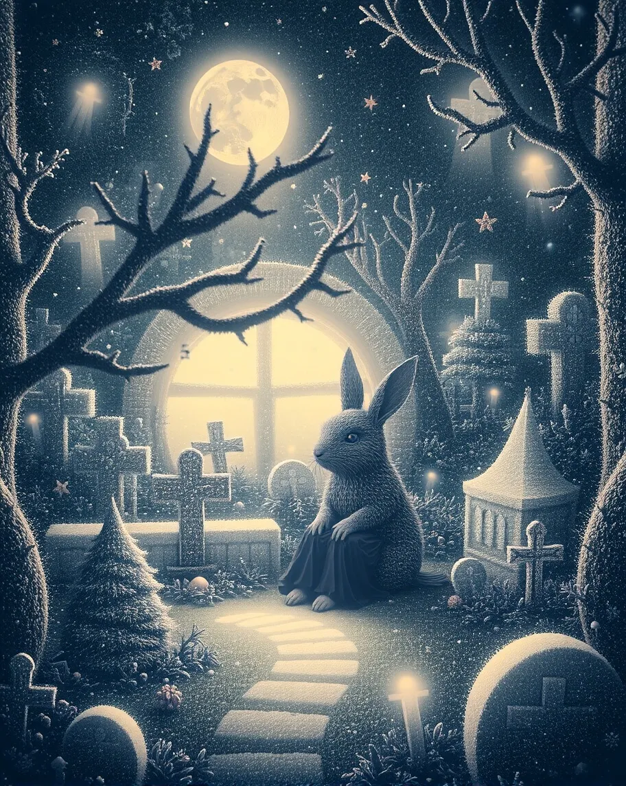 A whimsical rabbit a cozy winter - Free AI Photo Generator - starryai
