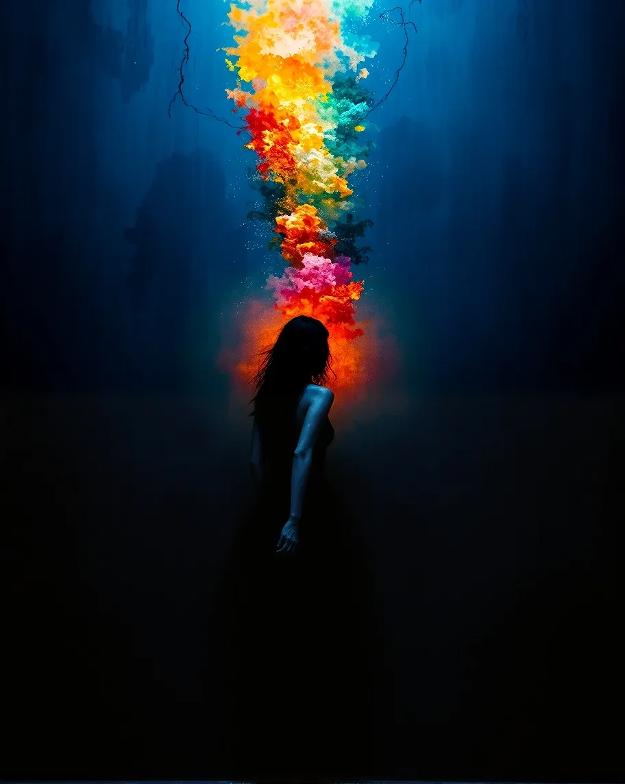 A solitary woman stands before - Free AI Photo Generator - starryai