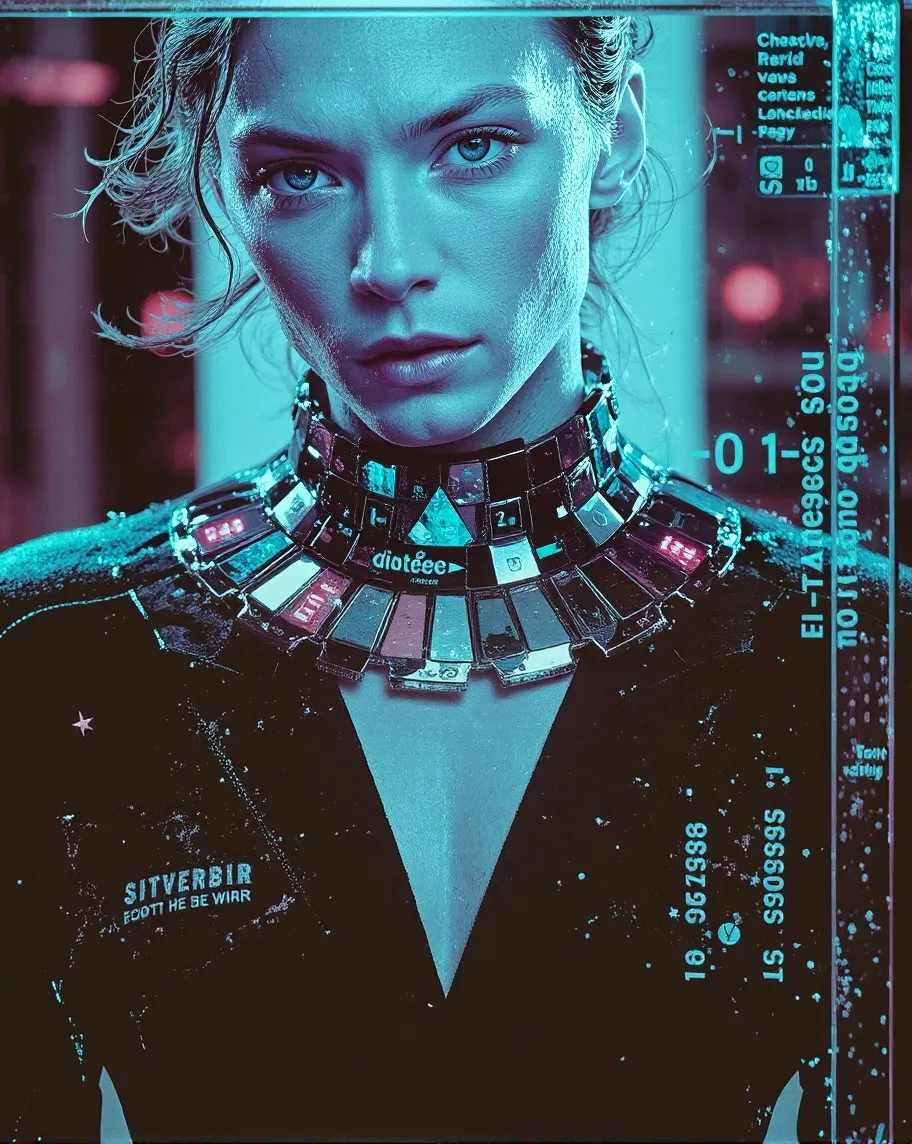 A cinematic cyberpunk portrait - Free AI Photo Generator - starryai