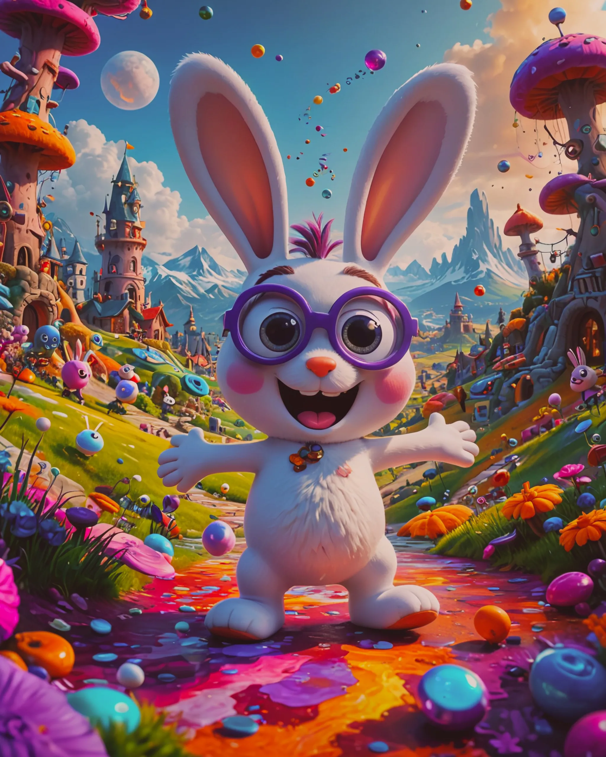 Mischievous Rabbids a world vibrant, whimsical a joy - Free AI Photo Generator - starryai