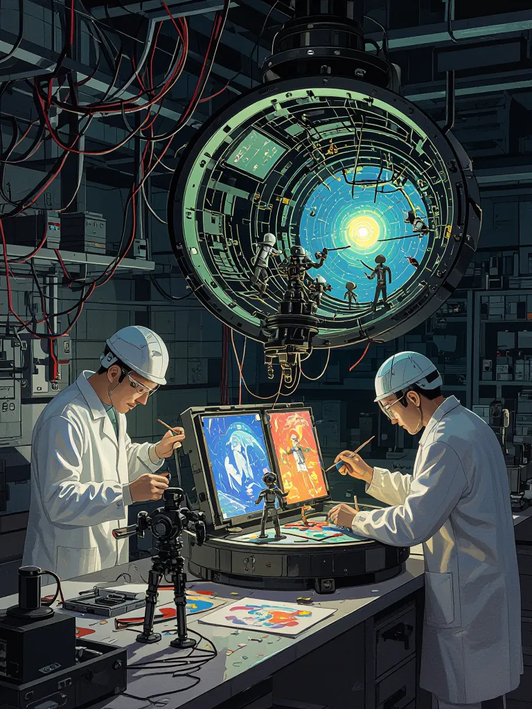 Engineers a dim laboratory open - Free AI Photo Generator - starryai