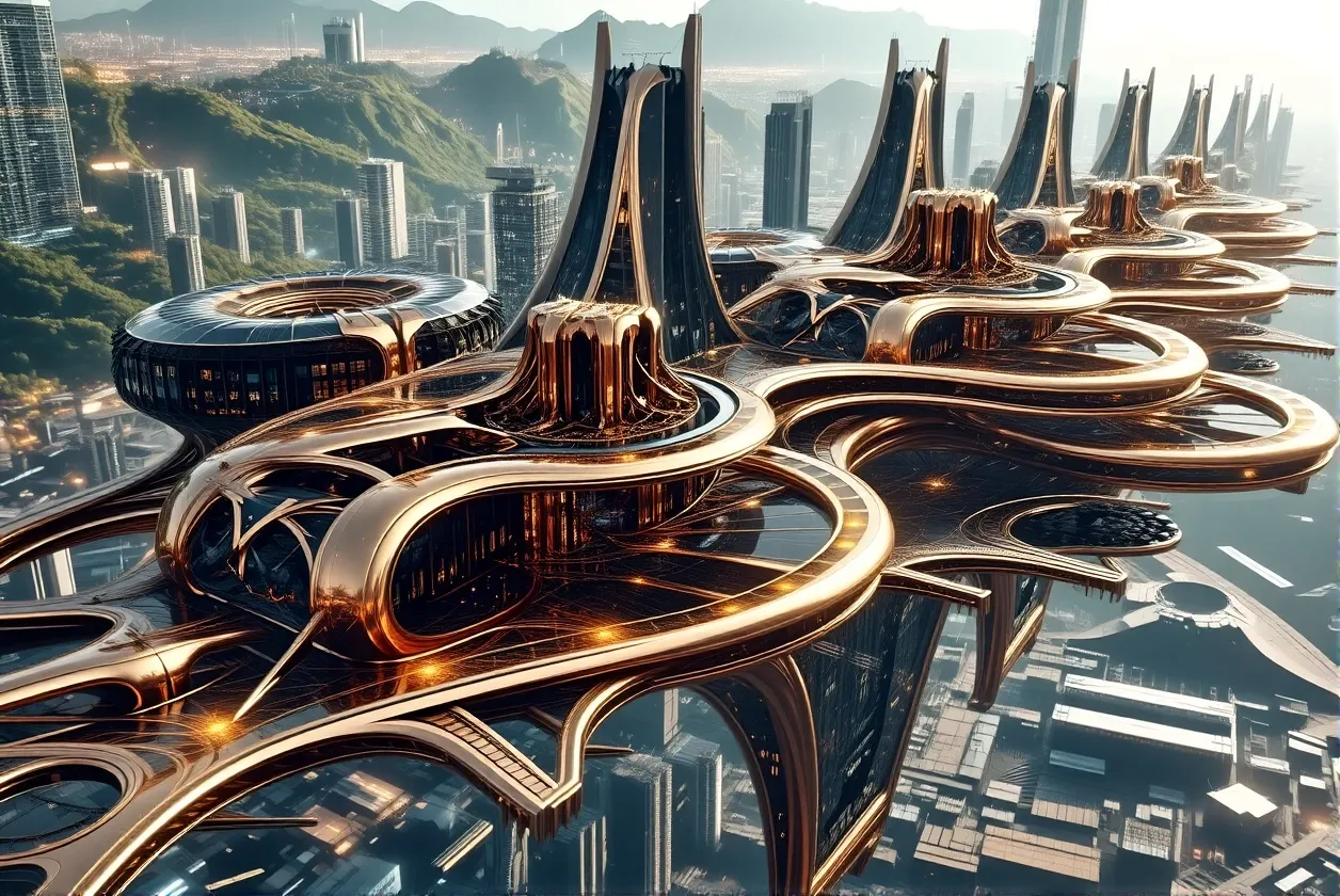 imagine Alien Architecture / gold - Free AI Photo Generator - starryai