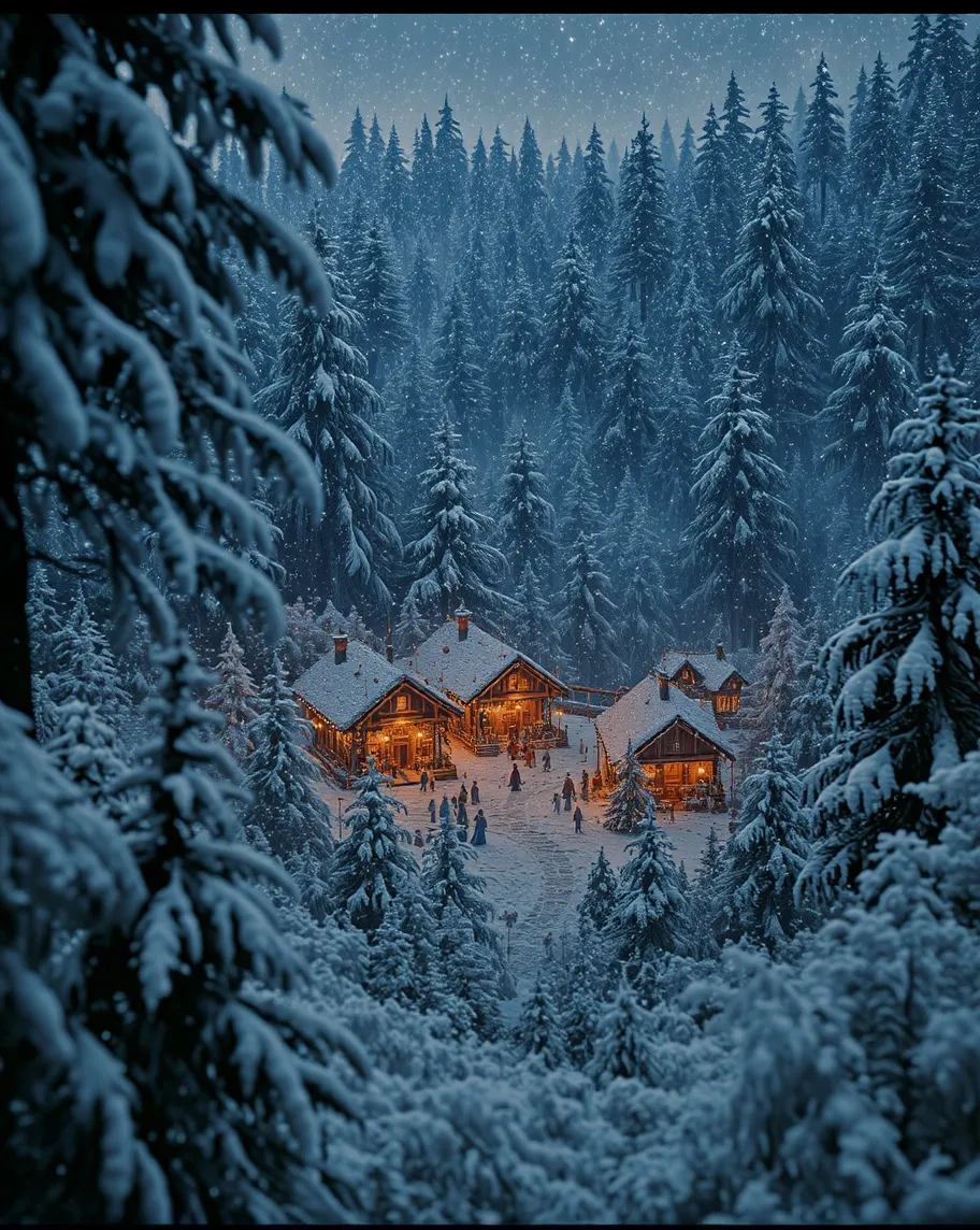 A winter forest covered snow. - Free AI Photo Generator - starryai